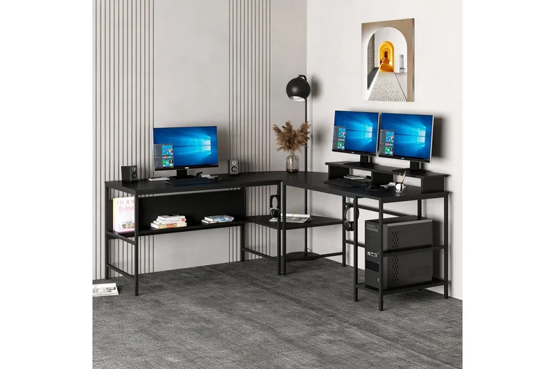 Nafe Kulmakirjoituspöytä - Musta - Huonekalut - Pöytä & ruokailuryhmä - Työpöytä - Kirjoituspöytä - Kulmakirjoituspöytä