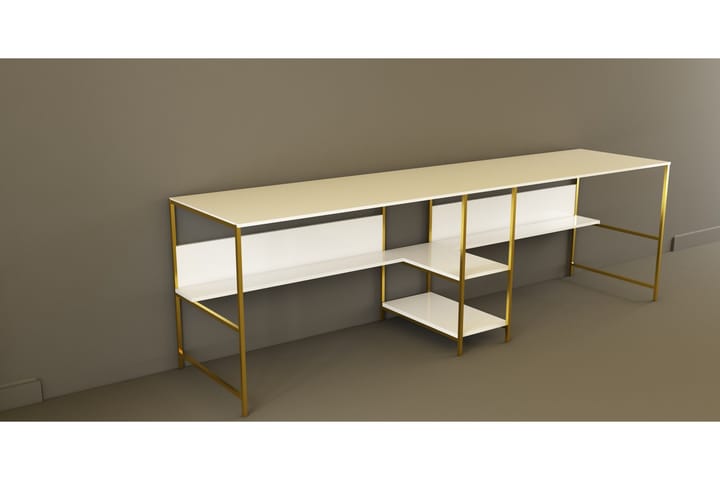 Kirjoituspöytä Namita 240 cm - Kulta/Valkoinen - Tietokonepöytä
 - Kirjoituspöytä
