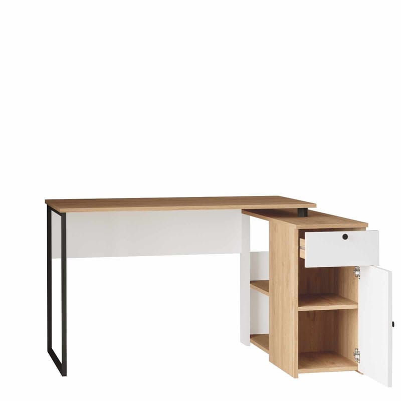 Opiskelupöytä Skye Decor Cleo Shelf (129,8 x 70 x 90 cm) luonnonvalkoinen - Luonnonväri ja valkoinen - Huonekalut - Pöytä & ruokailuryhmä - Työpöytä - Kirjoituspöytä - Kulmakirjoituspöytä