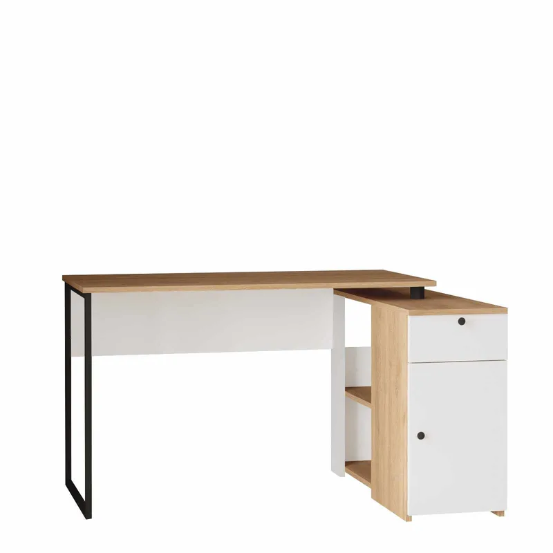 Opiskelupöytä Skye Decor Cleo Shelf (129,8 x 70 x 90 cm) luonnonvalkoinen, Luonnonväri ja valkoinen