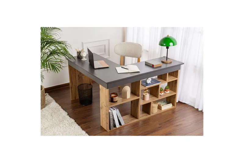 Kirjoituspöytä Regar Antrasiitti Atlantinmänty - Antrasiitti Atlantinmänty - Huonekalut - Pöytä & ruokailuryhmä - Työpöytä - Kirjoituspöytä - Kulmakirjoituspöytä