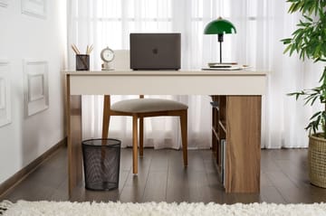 Regar työpöytä 130x72x120 cm - Cashmere ja Walnut - Huonekalut - Pöytä & ruokailuryhmä - Työpöytä - Kirjoituspöytä - Kulmakirjoituspöytä
