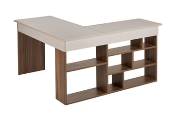 Regar työpöytä 130x72x120 cm - Cashmere ja Walnut - Huonekalut - Pöytä & ruokailuryhmä - Työpöytä - Kirjoituspöytä - Kulmakirjoituspöytä