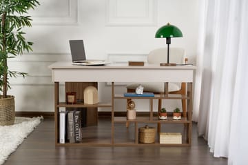 Regar työpöytä 130x72x120 cm - Cashmere ja Walnut - Huonekalut - Pöytä & ruokailuryhmä - Työpöytä - Kirjoituspöytä - Kulmakirjoituspöytä