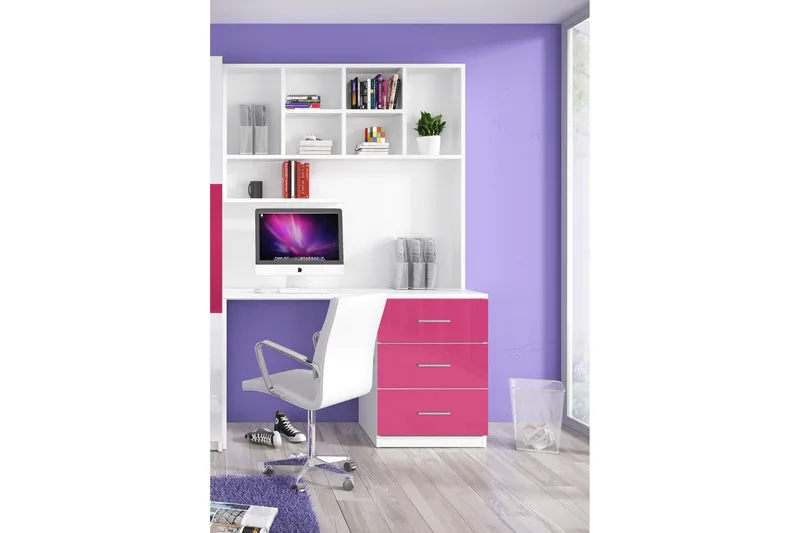 Säilytyskaappi Javonnie Hyllyllä ja Kirjoituspöytä 120 cm, Roosa