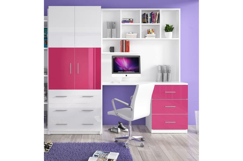 Säilytyskaappi Pancost Hyllyllä ja Kirjoituspöytä 270 cm, Roosa