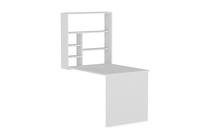 Seinäkirjoituspöytä Ridlington 90 cm Säilytyksellä Hyllyt - Valkoinen - Tietokonepöytä
 - Kirjoituspöytä