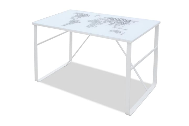 Suorakulmainen Työpöytä Kartta-kuviolla - Valkoinen - Tietokonepöytä
 - Kirjoituspöytä