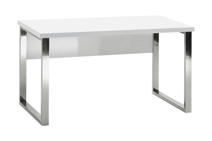 Kirjoituspöytä Thomasi 140 cm - Valkoinen Korkeakiilto/Kromi - Kirjoituspöytä - Tietokonepöytä