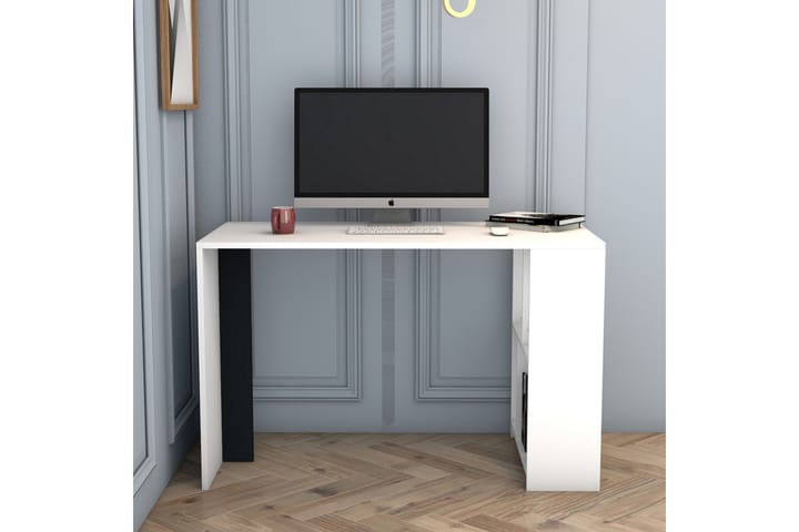 Kirjoituspöytä Tibani 120 cm Säilytyksellä Hylly - Valkoinen/Antrasiitti - Kirjoituspöytä - Tietokonepöytä
