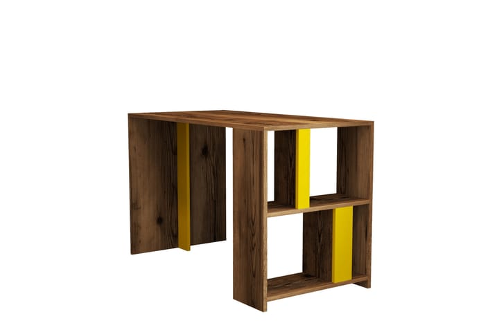 Kirjoituspöytä Tibani 120 cm Säilytyksellä Hylly - Pähkinänruskea/Keltainen - Tietokonepöytä
 - Kirjoituspöytä