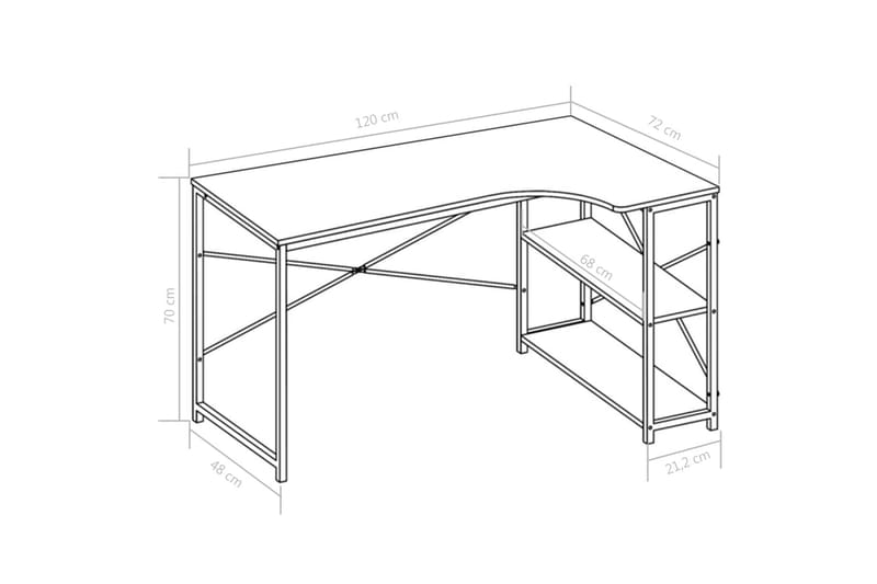 Tietokonepöytä 120x72x70 cm valkoinen - Valkoinen - Tietokonepöytä
 - Kirjoituspöytä