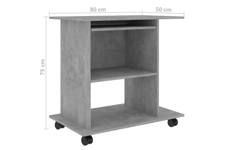 Tietokonepöytä betoninharmaa 80x50x75 cm lastulevy - Harmaa - Tietokonepöytä
 - Kirjoituspöytä