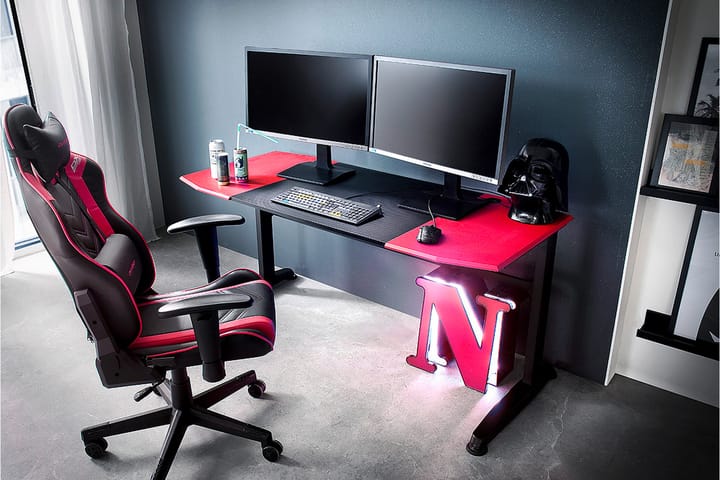 Tietokonepöytä Fother 160 cm - Punainen/Musta - Tietokonepöytä
 - Kirjoituspöytä