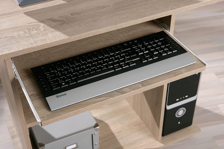 Tietokonepöytä Lyonne 80 cm Säilytyksellä Hyllyt pyörillä - Vaalea Tammenväri - Tietokonepöytä
 - Kirjoituspöytä