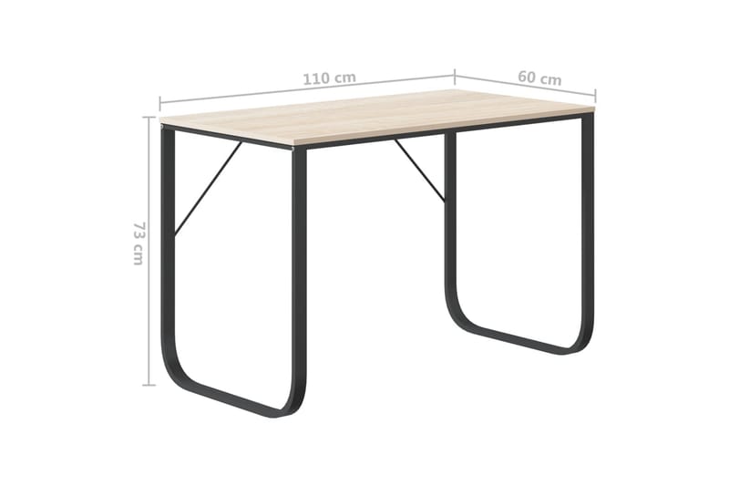 Tietokonepöytä musta ja tammi 110x60x73 cm lastulevy - Ruskea - Huonekalut - Pöytä & ruokailuryhmä - Työpöytä
 - Kirjoituspöytä