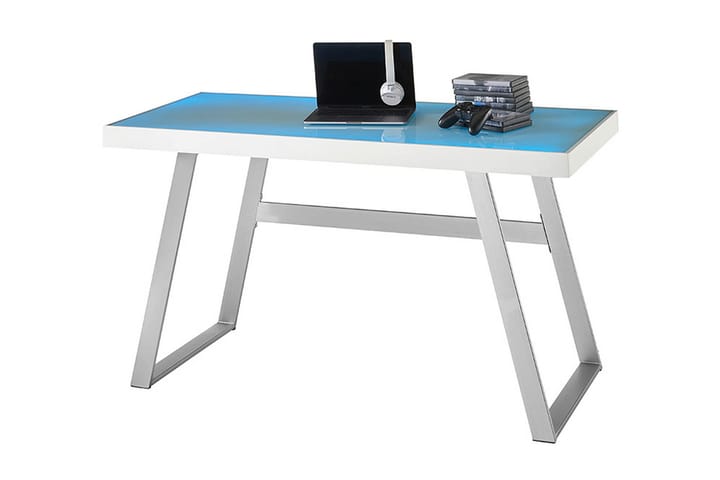 Tietokonepöytä Nuevos 140 cm med LED+USB - Lasi/Monivärinen/Metalli - Kirjoituspöytä - Tietokonepöytä