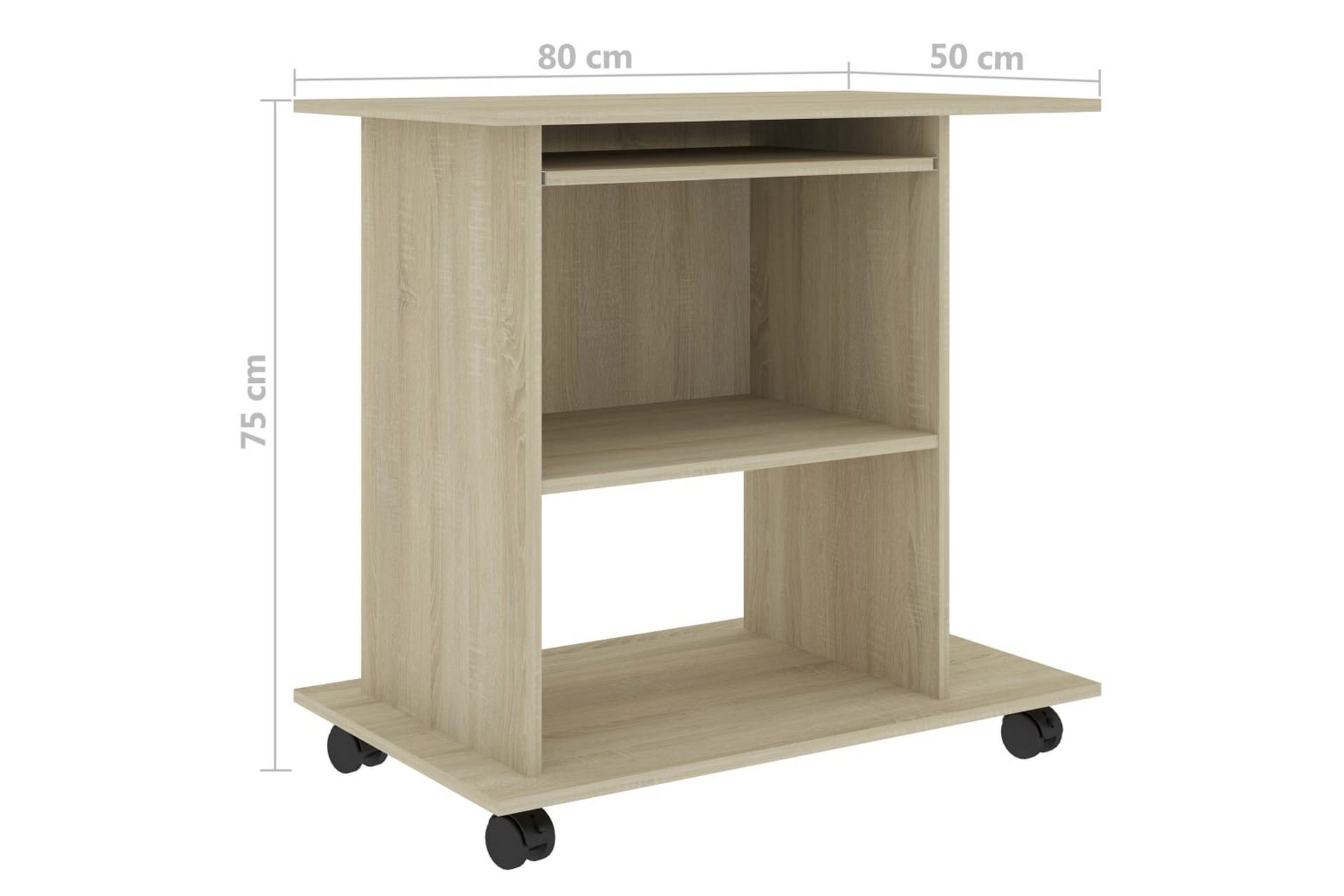 Tietokonepöytä Sonoma-tammi 80x50x75 cm lastulevy - Ruskea - Huonekalut - Pöytä & ruokailuryhmä - Työpöytä
 - Kirjoituspöytä
