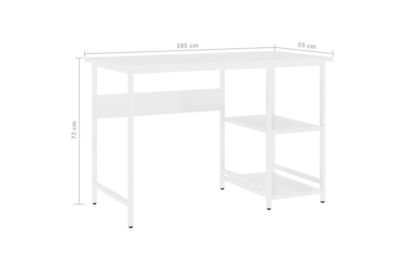 Tietokonepöytä valkoinen 105x55x72 cm MDF/metalli - Huonekalut - Pöytä & ruokailuryhmä - Työpöytä
 - Kirjoituspöytä