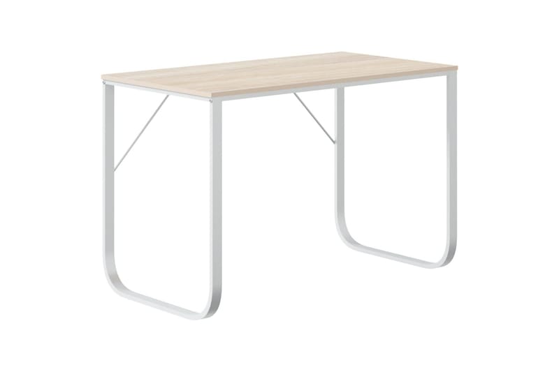 Tietokonepöytä valkoinen ja tammi 110x60x73 cm lastulevy - Ruskea - Huonekalut - Pöytä & ruokailuryhmä - Työpöytä
 - Kirjoituspöytä
