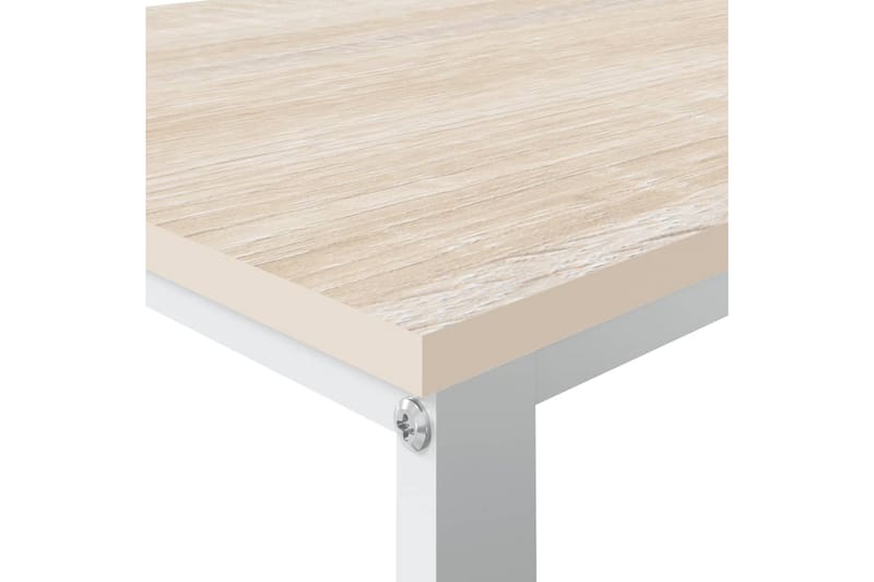 Tietokonepöytä valkoinen ja tammi 110x60x73 cm lastulevy - Ruskea - Huonekalut - Pöytä & ruokailuryhmä - Työpöytä
 - Kirjoituspöytä