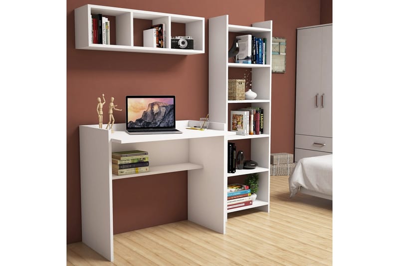 Toimistokalustepaketti Chalaban 90 cm - Valkoinen - Huonekalut - Pöytä & ruokailuryhmä - Työpöytä - Kirjoituspöytä