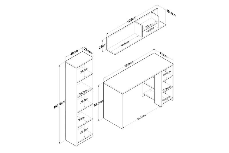Kirjoituspöytä Traven Pähkinä / Valkoinen - Valkoinen - Huonekalut - Pöytä & ruokailuryhmä - Työpöytä - Tietokonepöytä
