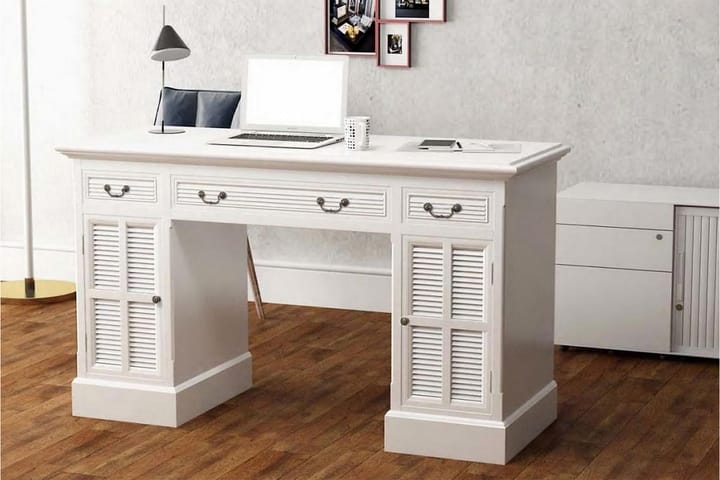 Tuplakaappi Pöytä 140x48x80 cm valkoinen - Valkoinen - Tietokonepöytä
 - Kirjoituspöytä