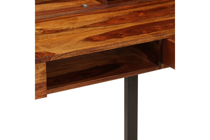Työpöytä 110x50x94 cm seesampuu ja teräs - Ruskea - Tietokonepöytä
 - Kirjoituspöytä