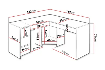 Työpöytä Areias 142 cm - Valkoinen - Huonekalut - Pöytä & ruokailuryhmä - Työpöytä - Kirjoituspöytä - Kulmakirjoituspöytä