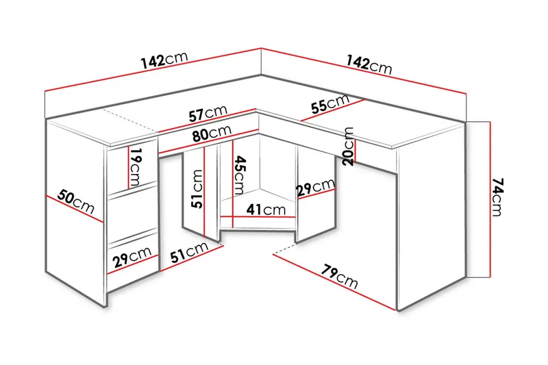 Työpöytä Areias 142 cm - Valkoinen - Huonekalut - Pöytä & ruokailuryhmä - Työpöytä - Kirjoituspöytä - Kulmakirjoituspöytä