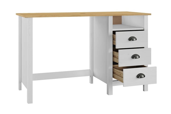 Työpöytä Hill Range 3 laatikolla 120x50x74 cm täysi mänty - Valkoinen - Tietokonepöytä
 - Kirjoituspöytä
