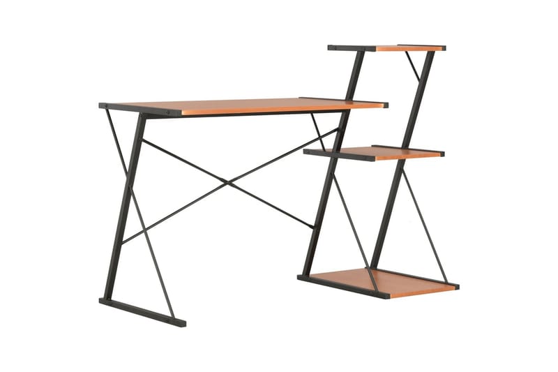 Työpöytä hyllyllä musta ja ruskea 116x50x93 cm - Musta - Huonekalut - Pöytä & ruokailuryhmä - Työpöytä
 - Kirjoituspöytä