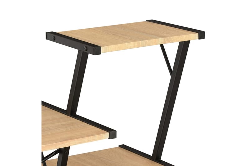 Työpöytä hyllyllä musta ja tammi 116x50x93 cm - Musta - Huonekalut - Pöytä & ruokailuryhmä - Työpöytä
 - Kirjoituspöytä