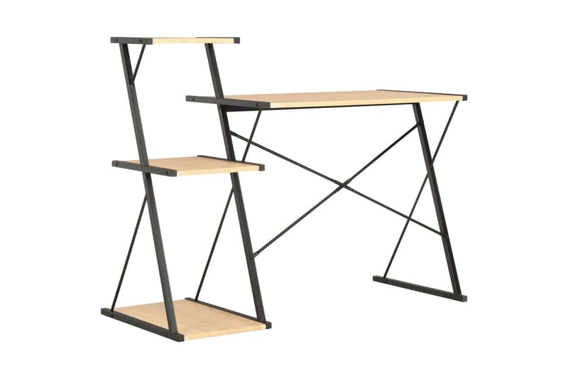 Työpöytä hyllyllä musta ja tammi 116x50x93 cm - Musta - Huonekalut - Pöytä & ruokailuryhmä - Työpöytä
 - Kirjoituspöytä
