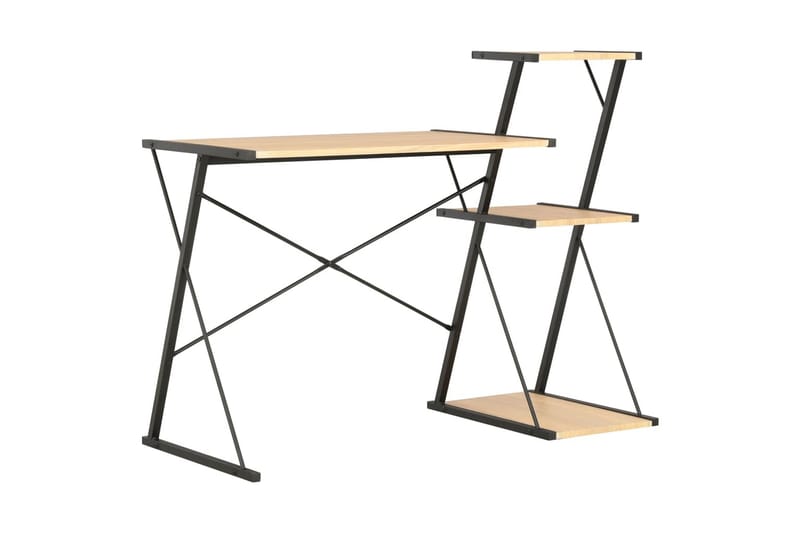 Työpöytä hyllyllä musta ja tammi 116x50x93 cm - Musta - Huonekalut - Pöytä & ruokailuryhmä - Työpöytä
 - Kirjoituspöytä