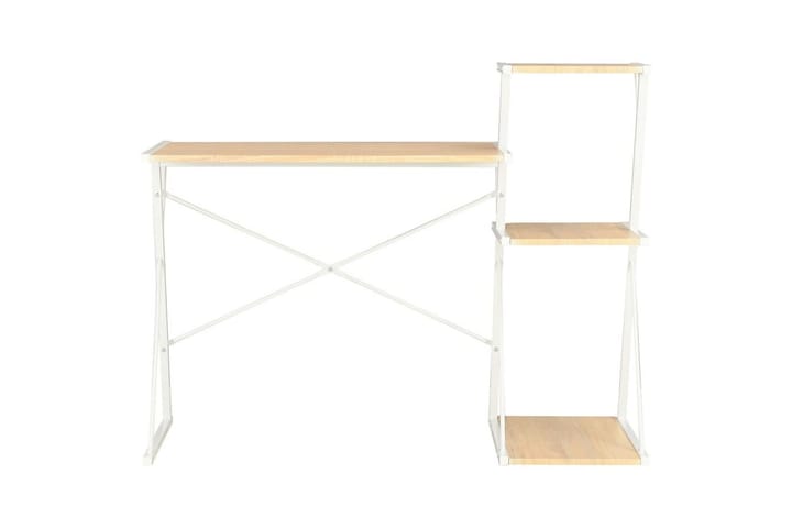 Työpöytä hyllyllä valkoinen ja tammi 116x50x93 cm - Valkoinen - Tietokonepöytä
 - Kirjoituspöytä