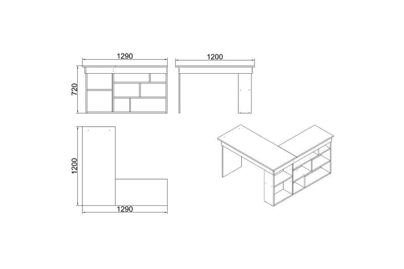 Työpöytä Karron 129 cm - Luonnonväri/Musta - Huonekalut - Pöytä & ruokailuryhmä - Työpöytä - Kirjoituspöytä