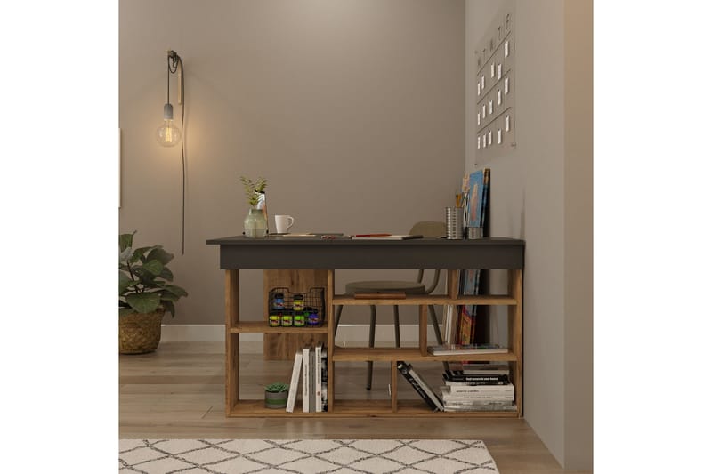 Työpöytä Karron 129 cm - Luonnonväri/Musta - Huonekalut - Pöytä & ruokailuryhmä - Työpöytä - Kirjoituspöytä