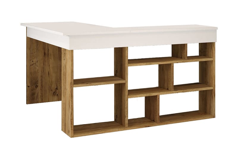 Työpöytä Karron 129 cm - Luonnonväri/Valkoinen - Huonekalut - Pöytä & ruokailuryhmä - Työpöytä - Kirjoituspöytä