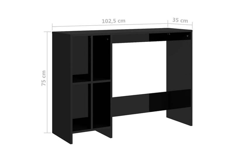 Työpöytä korkeakiilto musta 102,5x35x75 cm lastulevy - Musta - Tietokonepöytä
 - Kirjoituspöytä