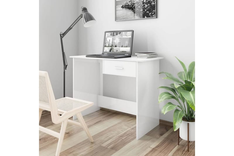 Työpöytä korkeakiilto valkoinen 100x50x76 cm lastulevy - Valkoinen - Huonekalut - Pöytä & ruokailuryhmä - Työpöytä
 - Kirjoituspöytä