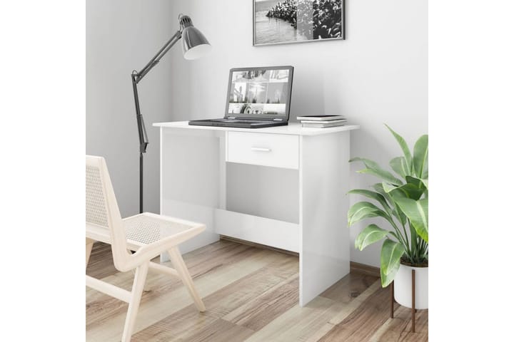 Työpöytä korkeakiilto valkoinen 100x50x76 cm lastulevy - Valkoinen - Tietokonepöytä
 - Kirjoituspöytä