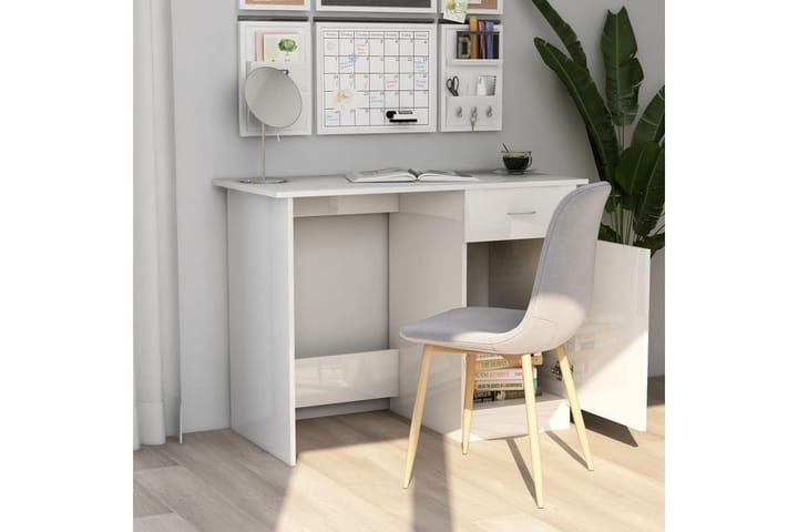 Työpöytä korkeakiilto valkoinen 100x50x76 cm lastulevy - Valkoinen - Tietokonepöytä
 - Kirjoituspöytä