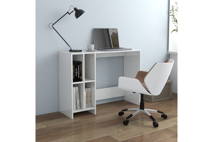 Työpöytä korkeakiilto valkoinen 102,5x35x75 cm lastulevy - Valkoinen - Tietokonepöytä
 - Kirjoituspöytä