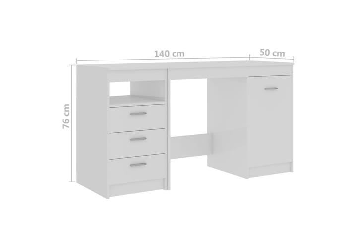 Työpöytä korkeakiilto valkoinen 140x50x76 cm lastulevy - Tietokonepöytä
 - Kirjoituspöytä