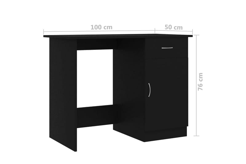 Työpöytä musta 100x50x76 cm lastulevy - Musta - Huonekalut - Pöytä & ruokailuryhmä - Työpöytä
 - Kirjoituspöytä