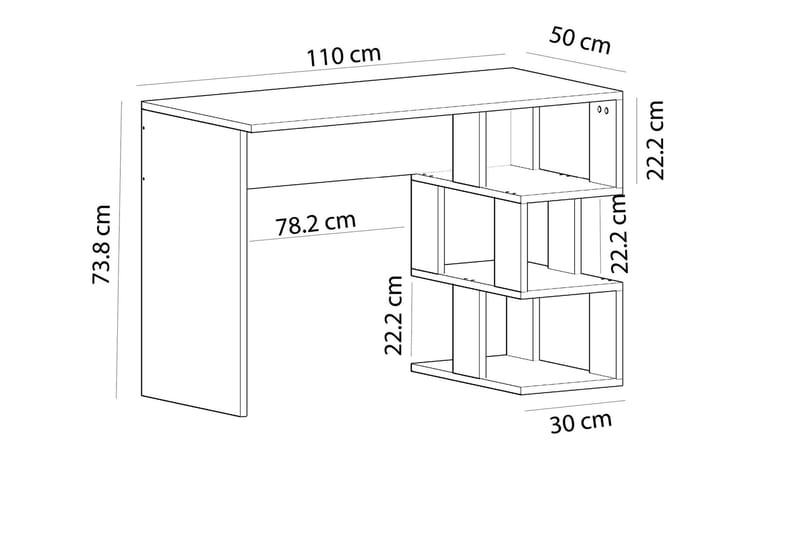 Työpöytä Myle 110 cm - Valkoinen/Luonnonväri - Tietokonepöytä
 - Kirjoituspöytä