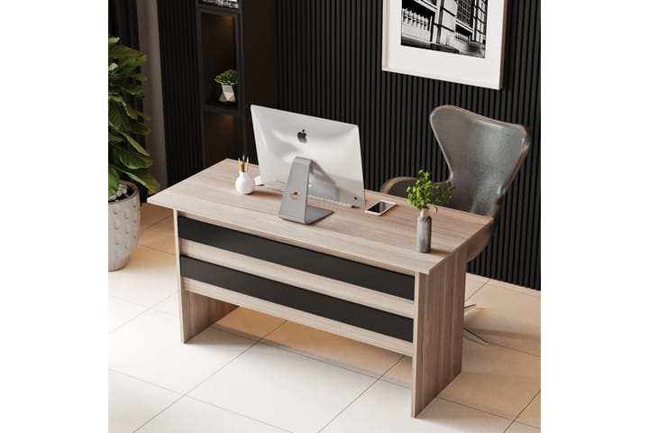 Työpöytä Tully 140 cm - Luonnonväri/Musta - Tietokonepöytä
 - Kirjoituspöytä