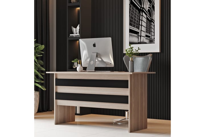 Työpöytä Tully 140 cm - Luonnonväri/Musta - Tietokonepöytä
 - Kirjoituspöytä